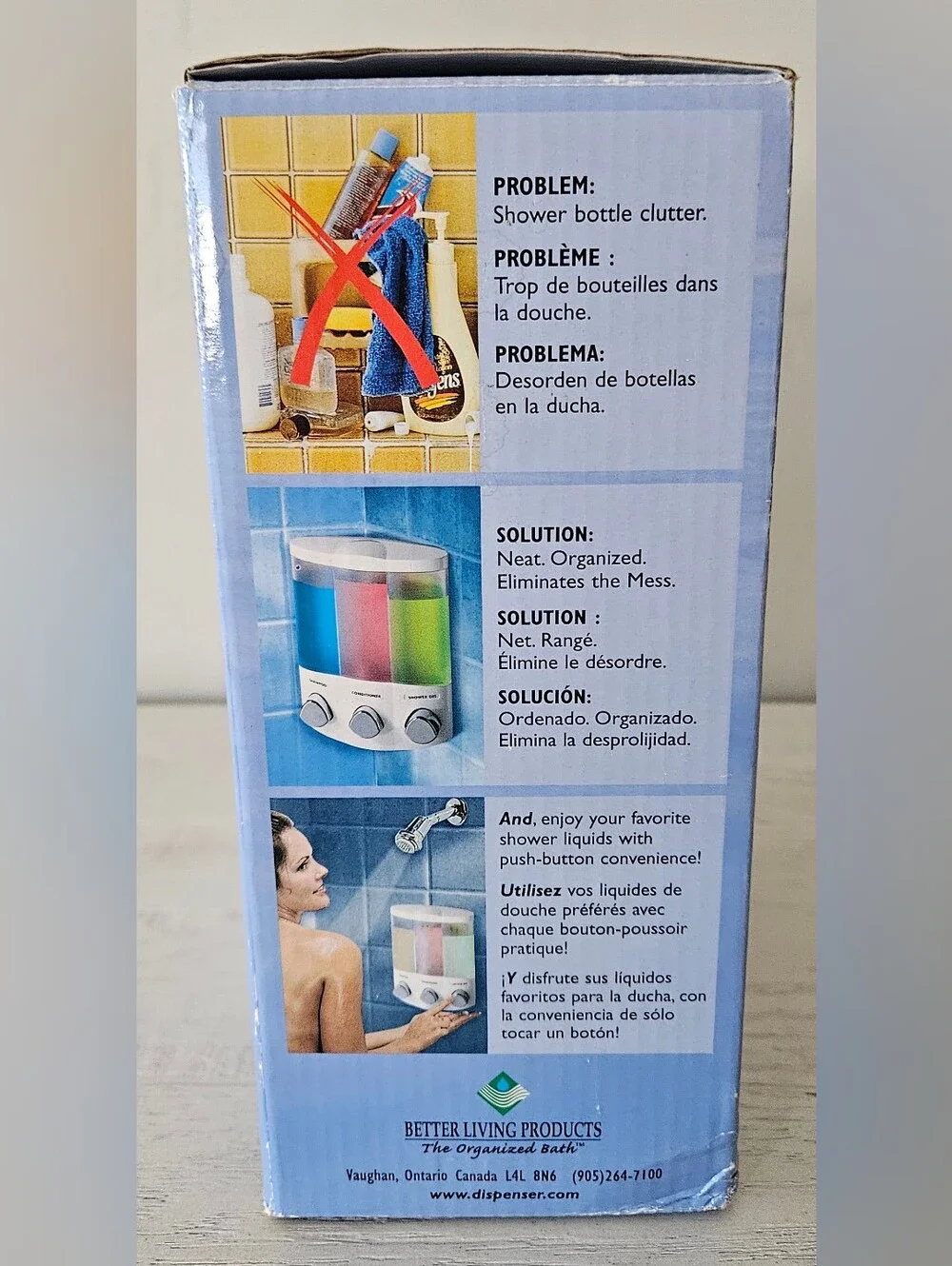 The Dispenser Shower Corner  Trio Body Wash Shampoo Conditioner Lotion NIB